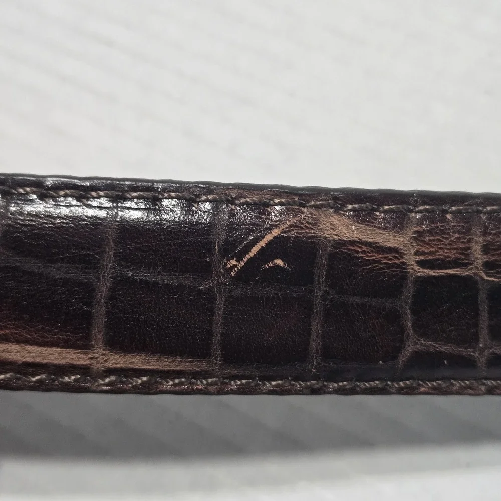 Brighton Men's M21538 Escape Dark Brown Croco Embossed Leather Belt Size 40 USA